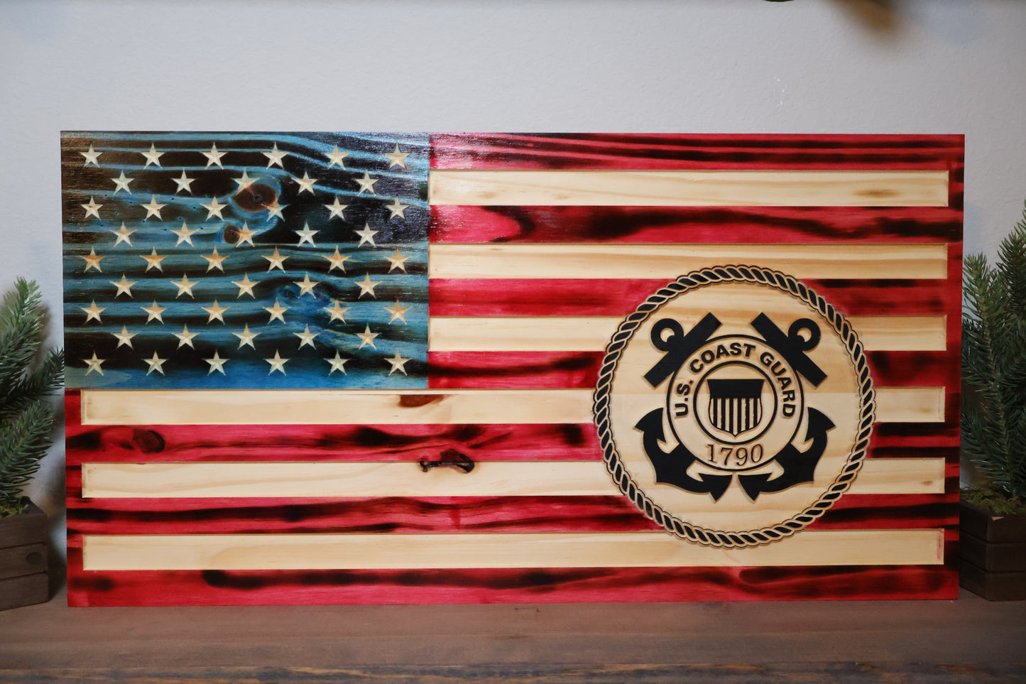 Custom Military Branch American Flag Wall Art Color