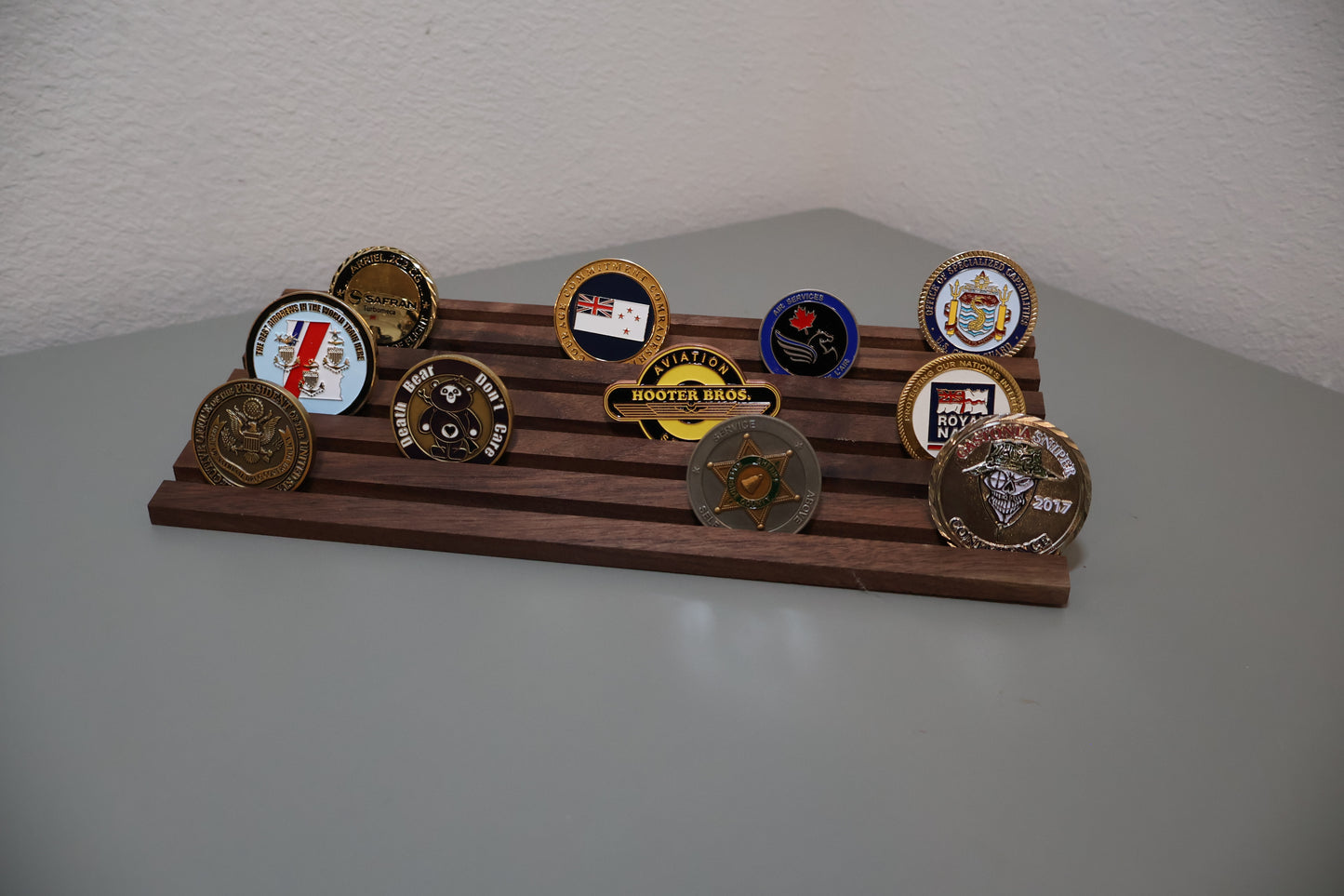 Solid Wood Angled Challenge Coin Displa