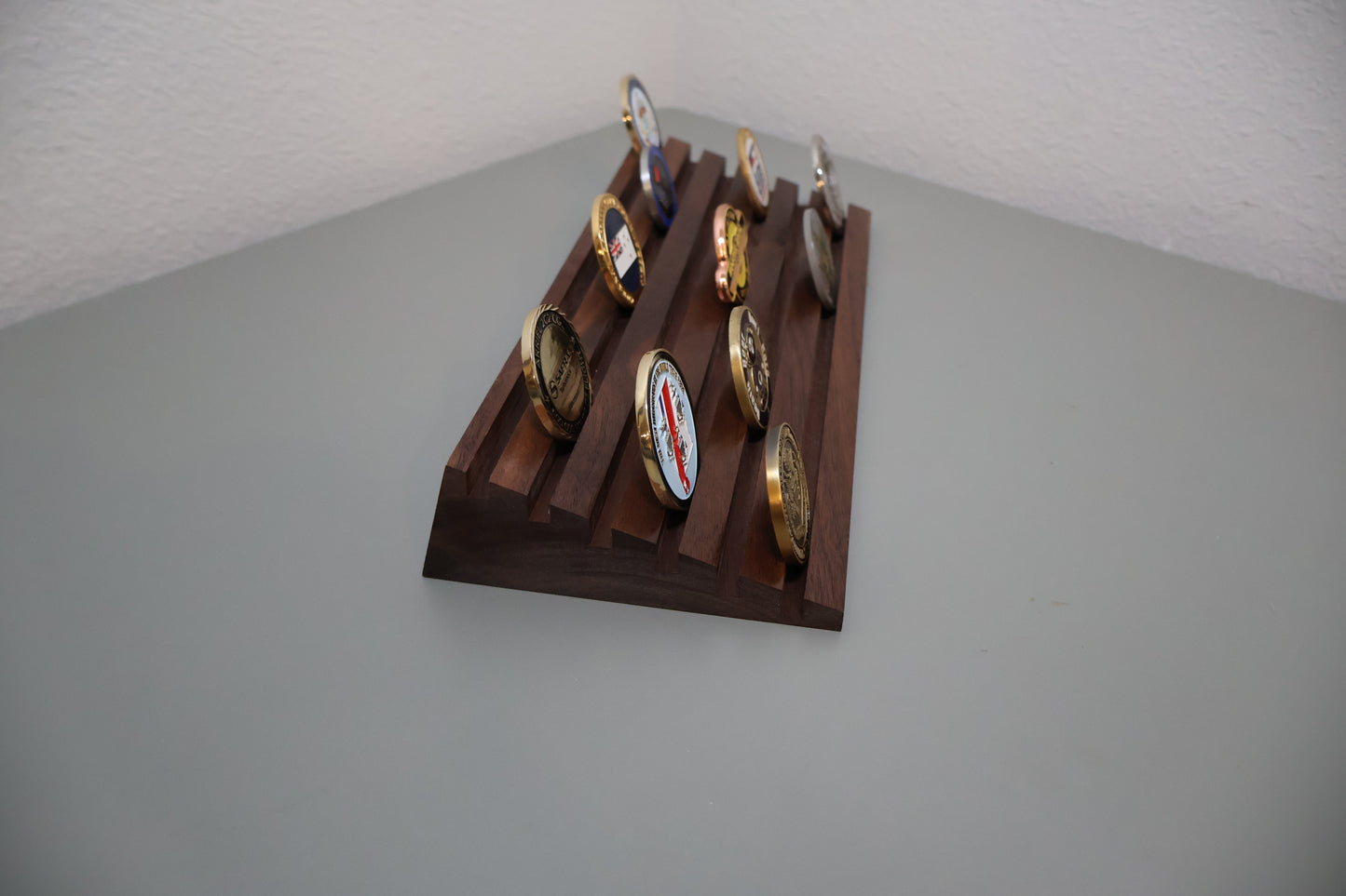 Solid Wood Angled Challenge Coin Displa