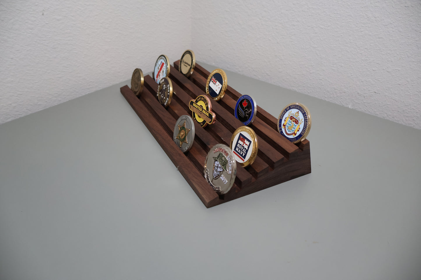 Solid Wood Angled Challenge Coin Displa