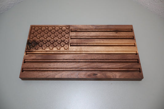 U.S. Solid Wood American Flag Challenge Coin Display